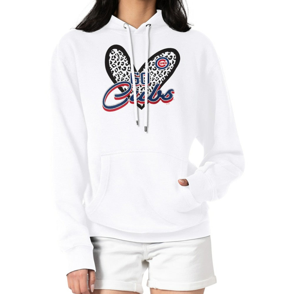 Chicago Cubs G-III 4Her by Carl Banks Women's Leopard Heart Pullover Hoodie - MLB
