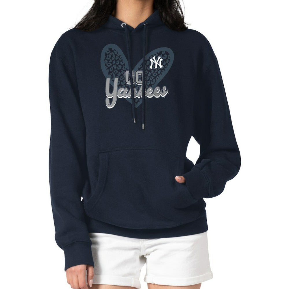 New York Yankees G-III 4Her by Carl Banks Women's Leopard Heart Pullover Hoodie - MLB