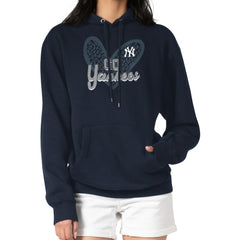 New York Yankees G-III 4Her by Carl Banks Women's Leopard Heart Pullover Hoodie - MLB