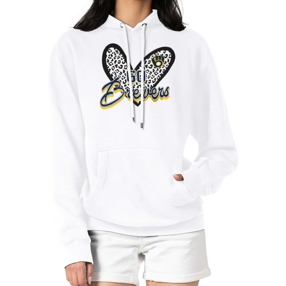 Milwaukee Brewers G-III 4Her by Carl Banks Women's Leopard Heart Pullover Hoodie - MLB
