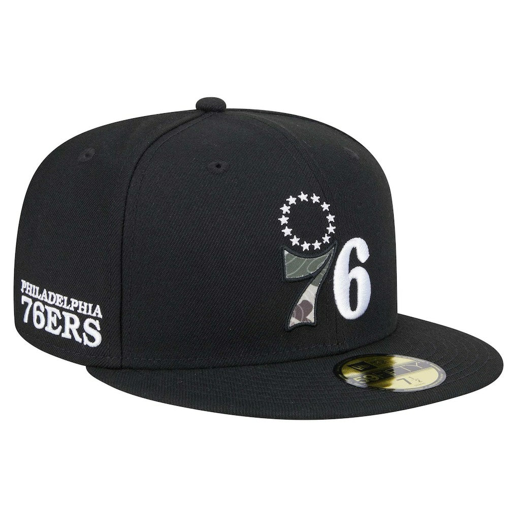 Philadelphia 76ers Camo Print UV 59FIFTY Fitted Hat Black - NBA