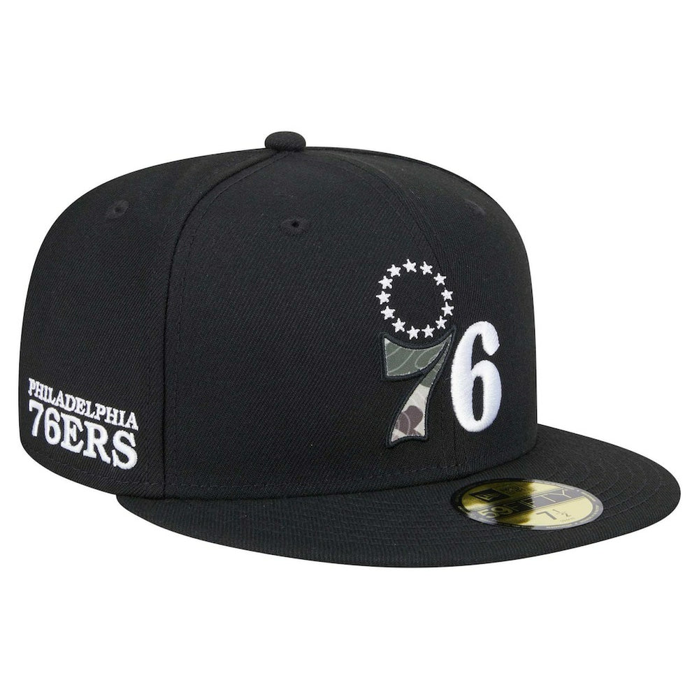 Philadelphia 76ers Camo Print UV 59FIFTY Fitted Hat Black - NBA