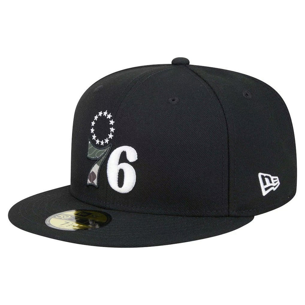 Philadelphia 76ers Camo Print UV 59FIFTY Fitted Hat Black - NBA