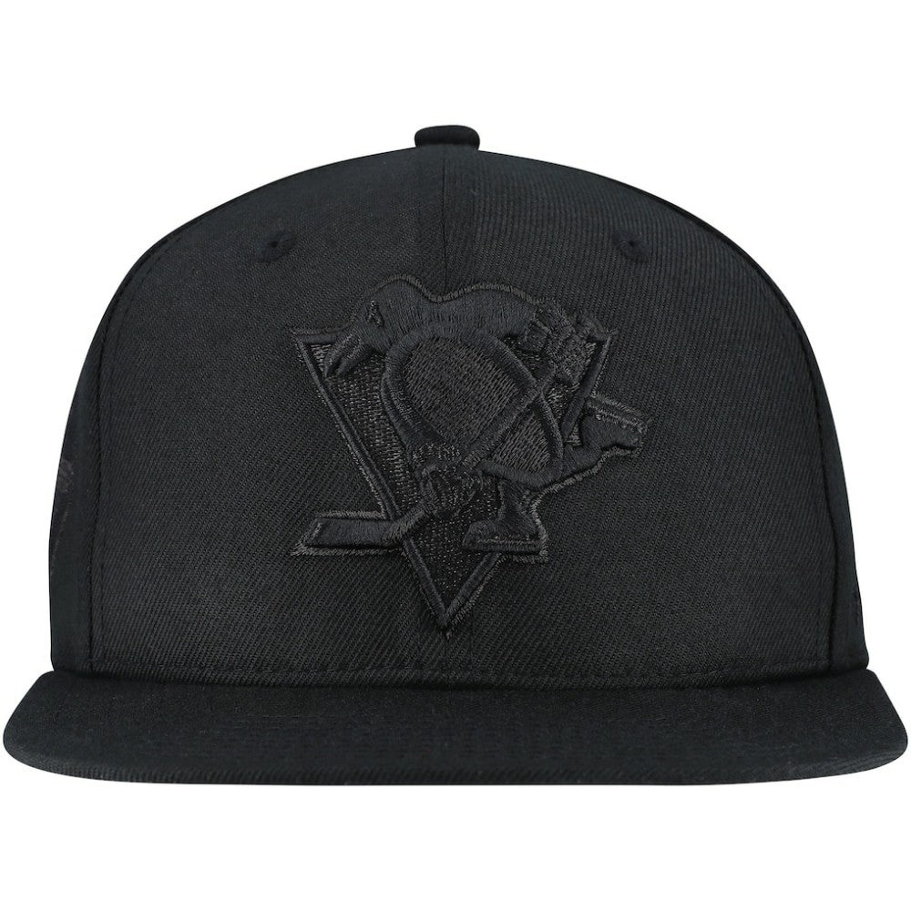 Pittsburgh Penguins Mitchell & Ness Soul Strike Pearl Tonal Snapback Hat - Black - NHL