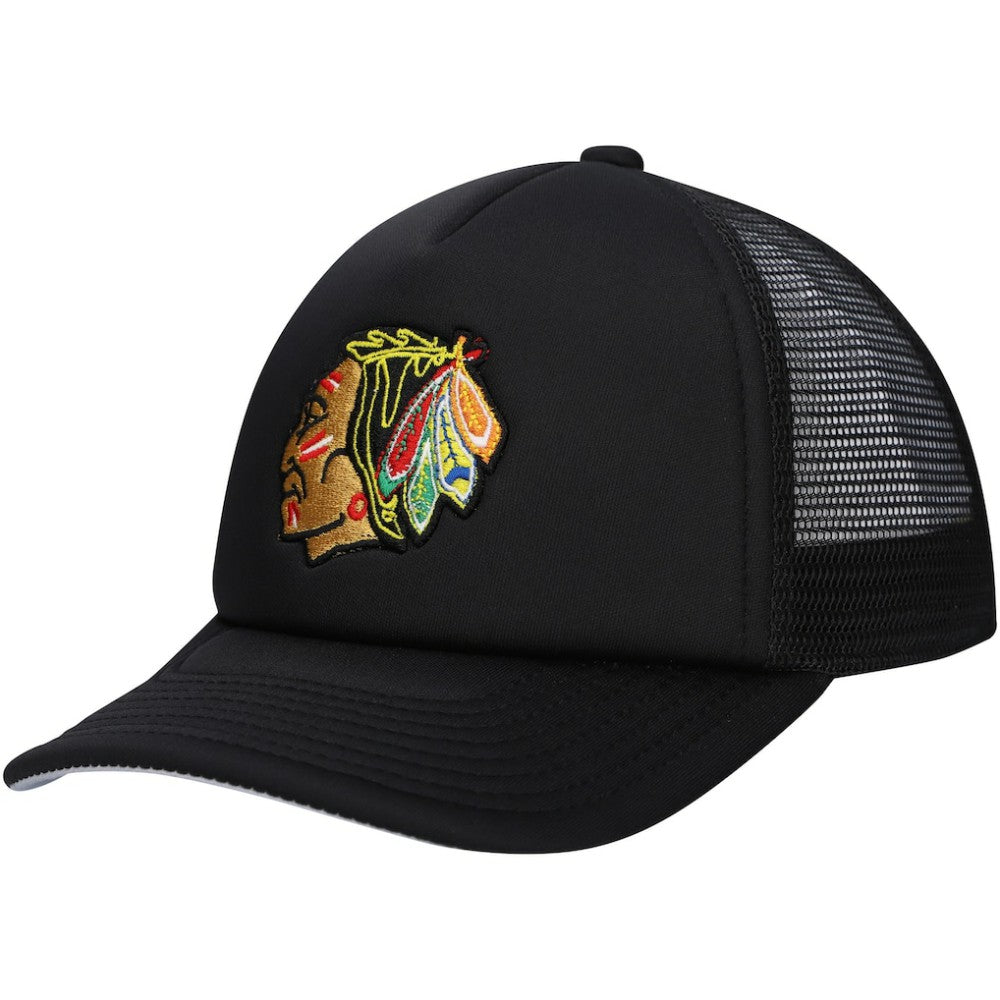 Chicago Blackhawks Mitchell & Ness Youth Core Trucker Adjustable Hat - Black - NHL