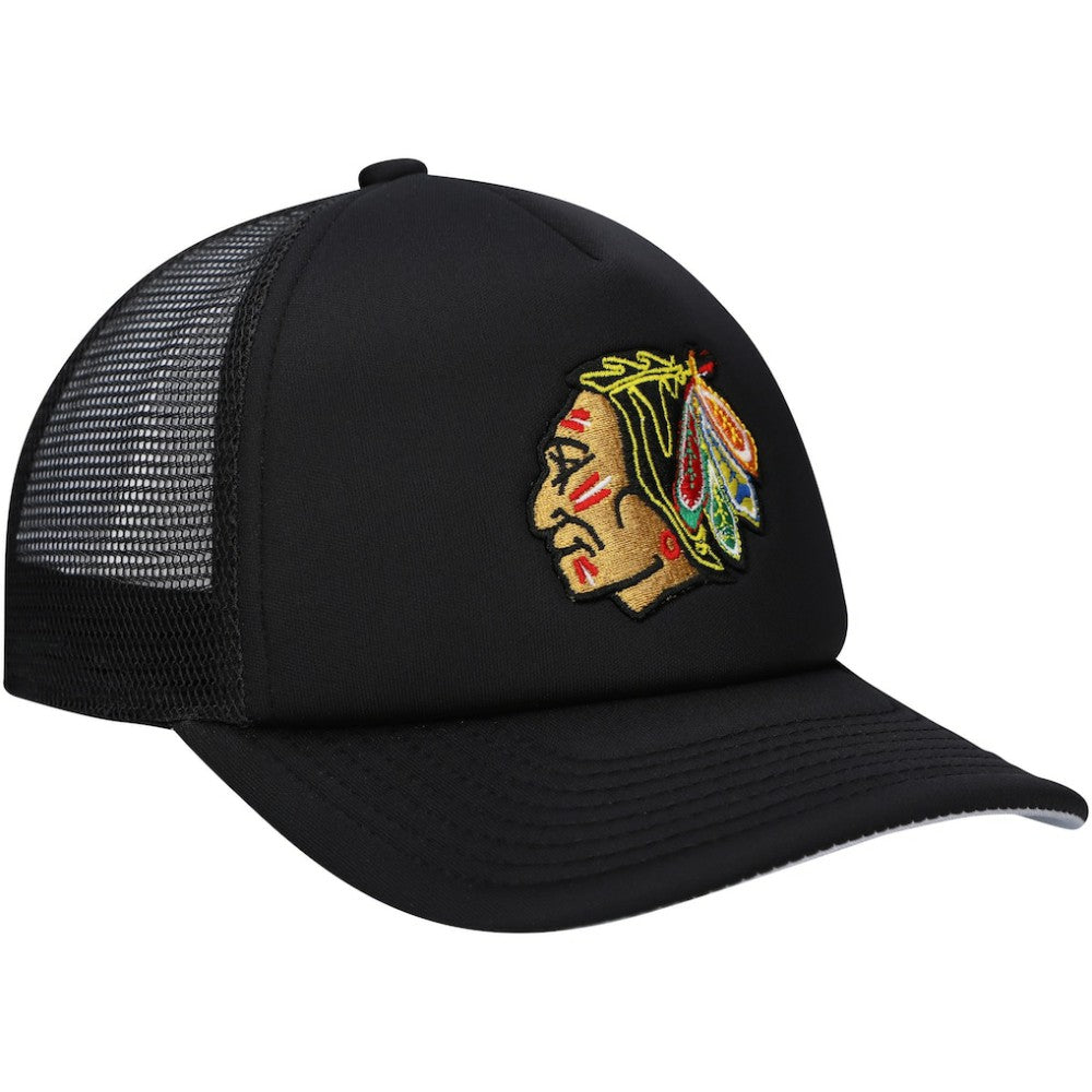 Chicago Blackhawks Mitchell & Ness Youth Core Trucker Adjustable Hat - Black - NHL