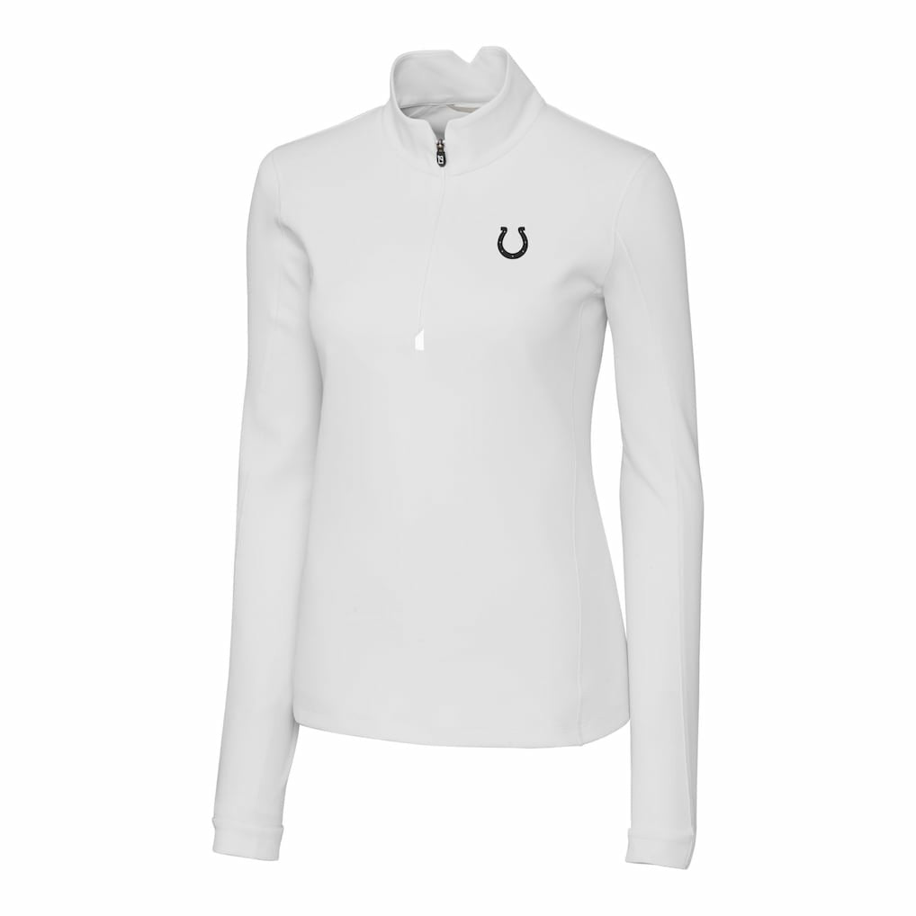 Indianapolis Colts Cutter & Buck Women's Traverse Stretch DryTec Quarter-Zip Top White | NFL