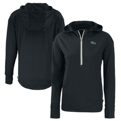 Denver Broncos Cutter & Buck Women's Daybreak Eco Recycled Half-Zip Hoodie Black | NFL
