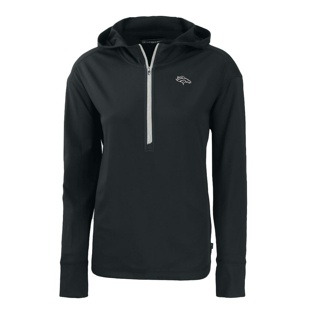 Denver Broncos Cutter & Buck Women's Daybreak Eco Recycled Half-Zip Hoodie Black | NFL