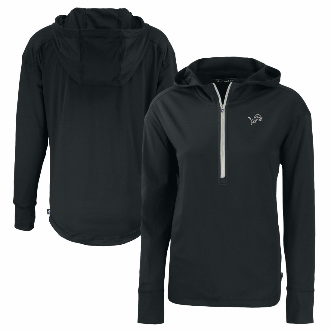Detroit Lions Cutter & Buck Women's Daybreak Eco Recycled Half-Zip Hoodie Black | NFL