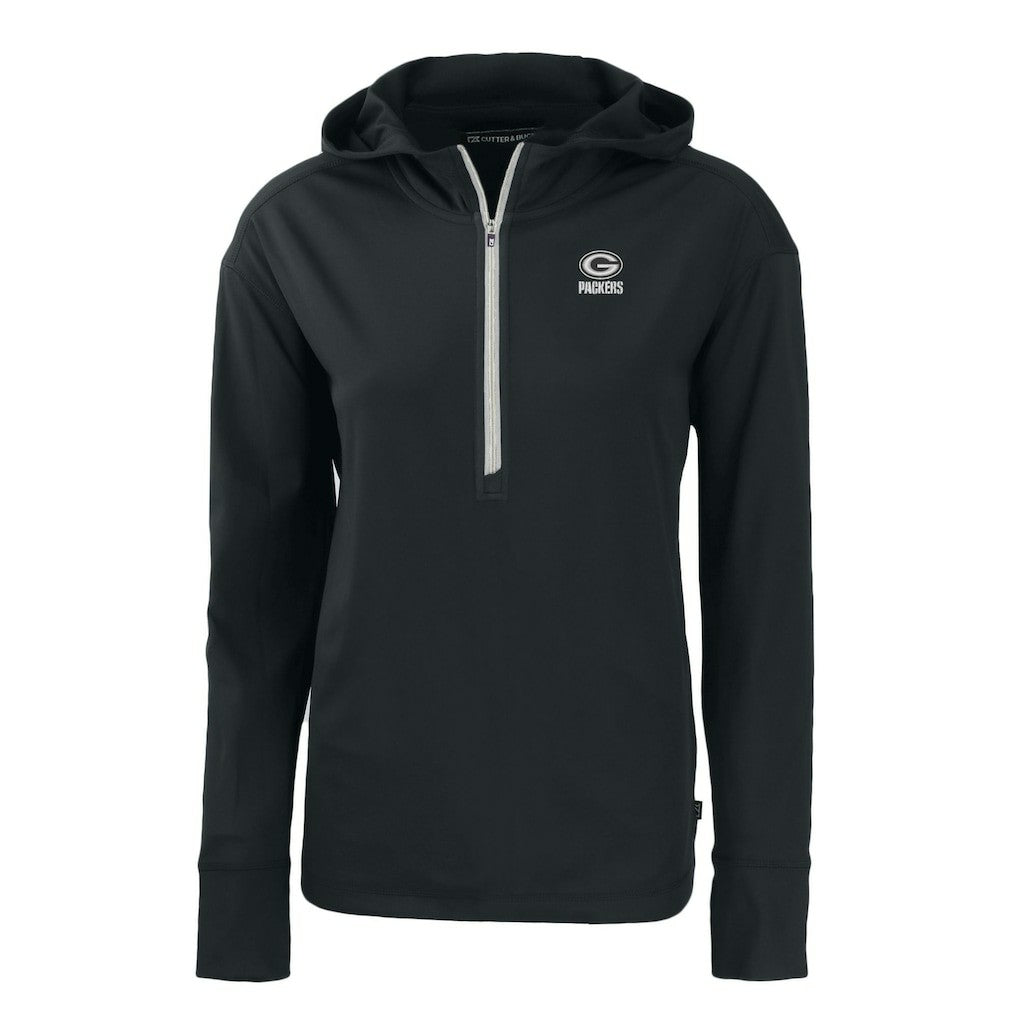 Green Bay Packers Cutter & Buck Women's Daybreak Eco Recycled Half-Zip Hoodie Black | NFL