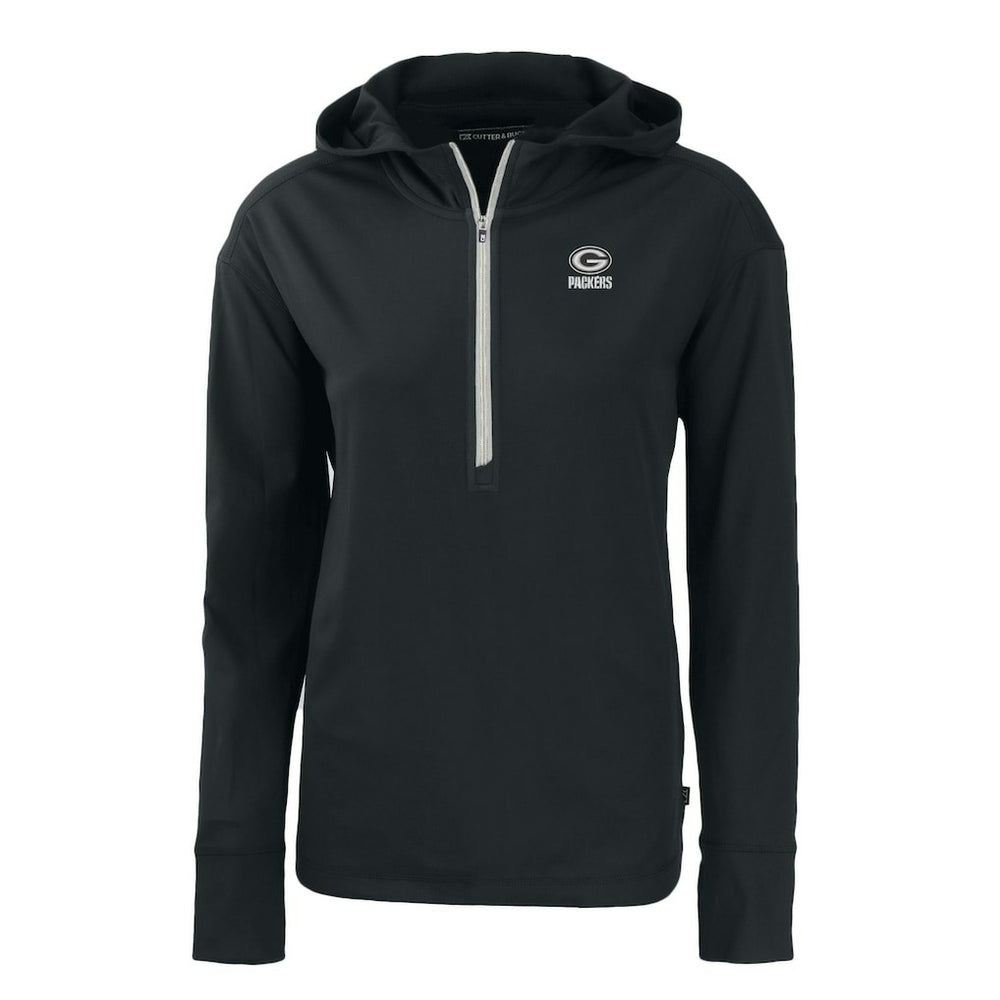Green Bay Packers Cutter & Buck Women's Daybreak Eco Recycled Half-Zip Hoodie Black | NFL