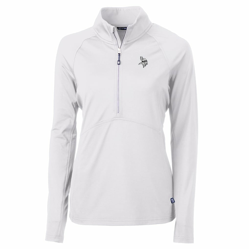 Minnesota Vikings Cutter & Buck Women's Adapt Eco Knit Stretch Recycled Half-Zip Pullover Top White | NFL