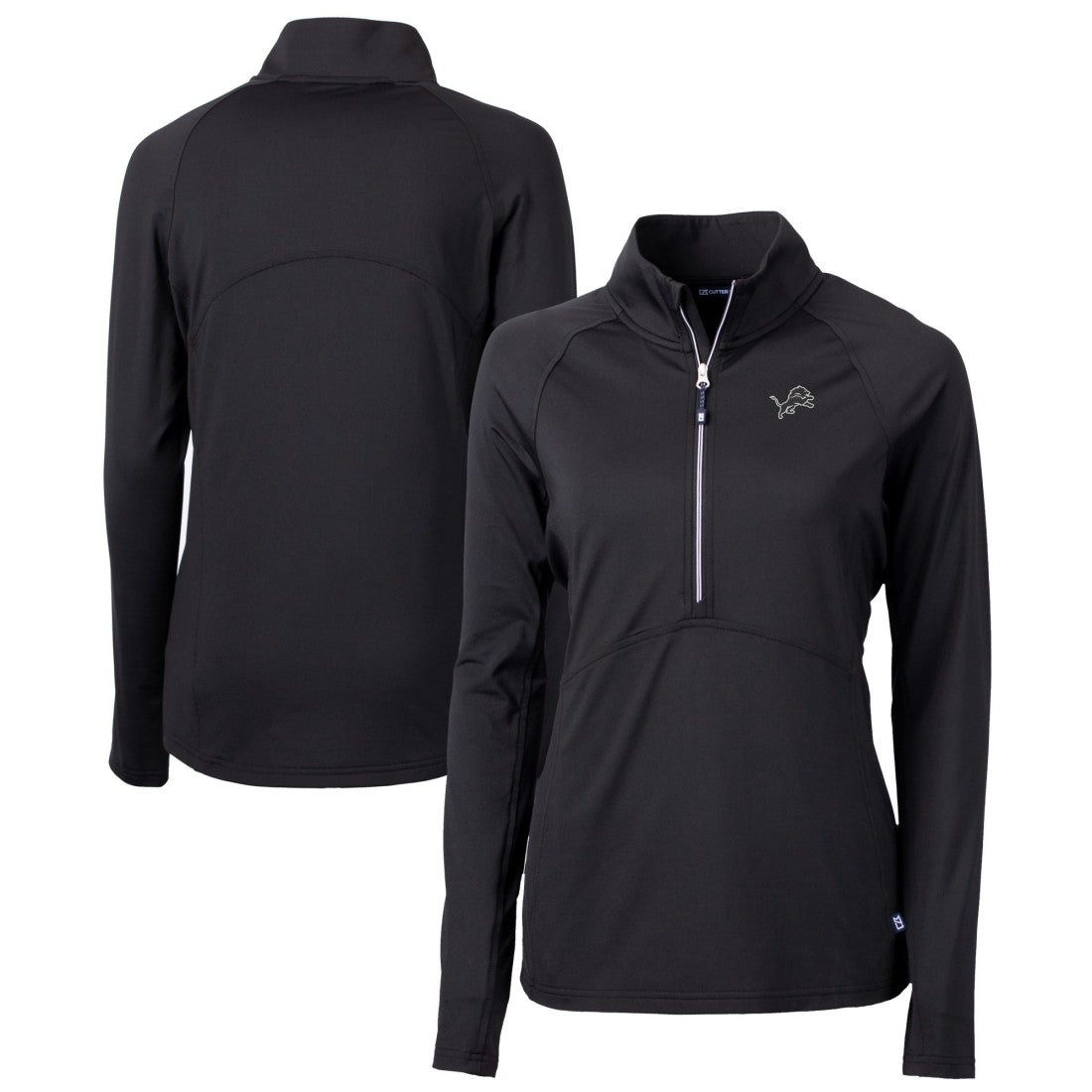 Detroit Lions Cutter & Buck Women's Adapt Eco Knit Stretch Recycled Half-Zip Pullover Top Black | NFL