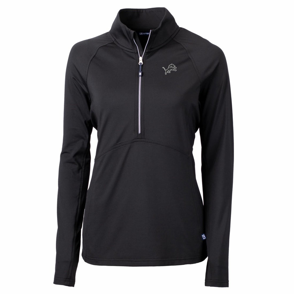 Detroit Lions Cutter & Buck Women's Adapt Eco Knit Stretch Recycled Half-Zip Pullover Top Black | NFL
