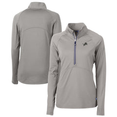 Detroit Lions Cutter & Buck Women's Adapt Eco Knit Stretch Recycled Half-Zip Pullover Top Gray | NFL