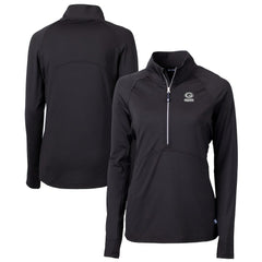 Green Bay Packers Cutter & Buck Women's Adapt Eco Knit Stretch Recycled Raglan Half-Zip Top Black | NFL