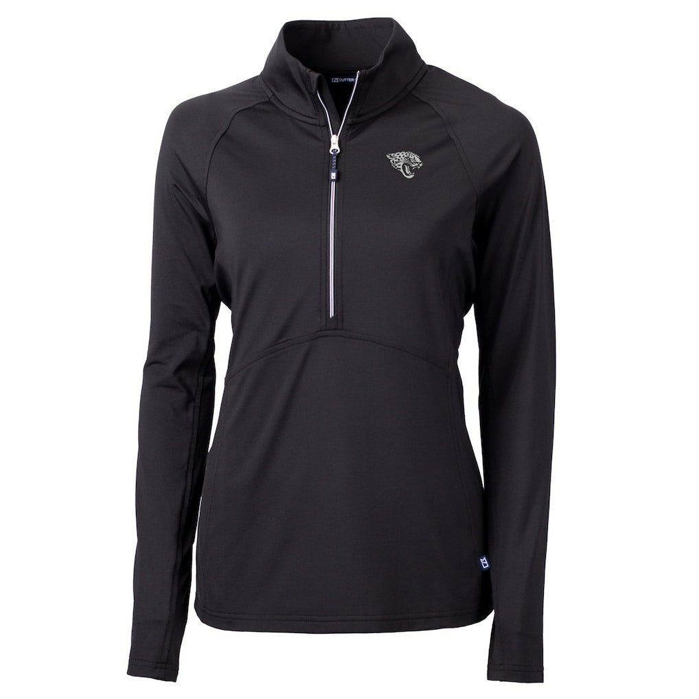 Jacksonville Jaguars Cutter & Buck Women's Adapt Eco Knit Stretch Recycled Half-Zip Pullover Top Black | NFL