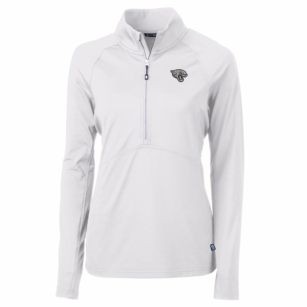 Jacksonville Jaguars Cutter & Buck Women's Adapt Eco Knit Stretch Recycled Raglan Half-Zip Top White | NFL