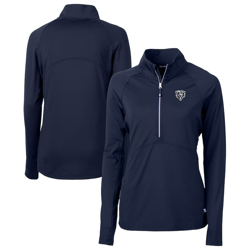 Chicago Bears Cutter & Buck Women's Adapt Eco Knit Stretch Recycled Half-Zip Pullover Top Navy | NFL