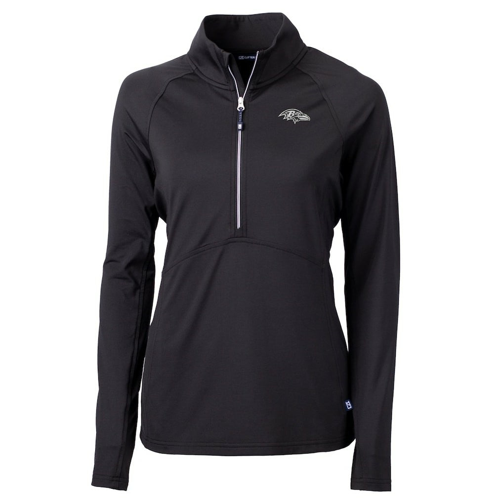 Baltimore Ravens Cutter & Buck Women's Adapt Eco Knit Stretch Recycled Half-Zip Pullover Top Black | NFL