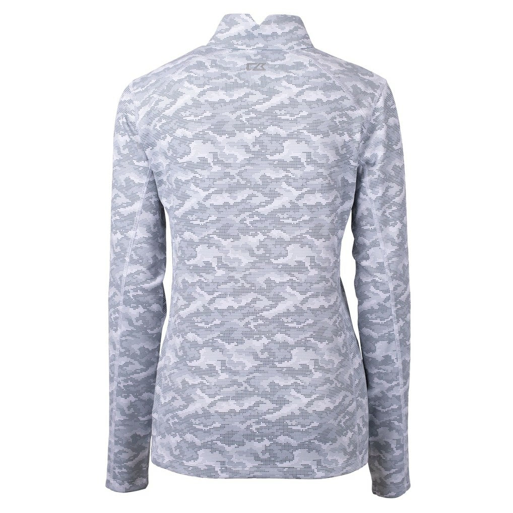 Minnesota Vikings Cutter & Buck Women's Traverse Camo Print Stretch Tri-Blend Quarter-Zip Top Gray | NFL