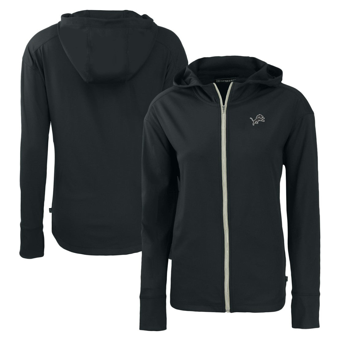 Detroit Lions Cutter & Buck Women's Daybreak Eco Recycled Full-Zip Hoodie Black | NFL