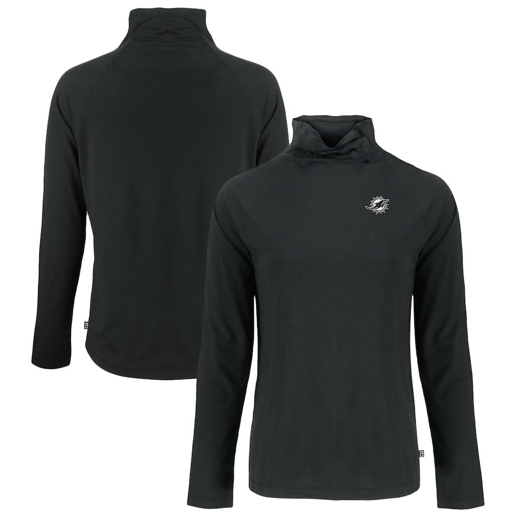 Miami Dolphins Cutter & Buck Women's Coastline Epic Comfort Eco Recycled Funnel Neck Pullover Sweatshirt Black | NFL