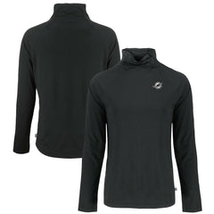 Miami Dolphins Cutter & Buck Women's Coastline Epic Comfort Eco Recycled Funnel Neck Pullover Sweatshirt Black | NFL