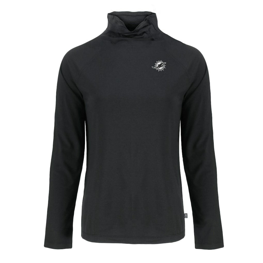 Miami Dolphins Cutter & Buck Women's Coastline Epic Comfort Eco Recycled Funnel Neck Pullover Sweatshirt Black | NFL