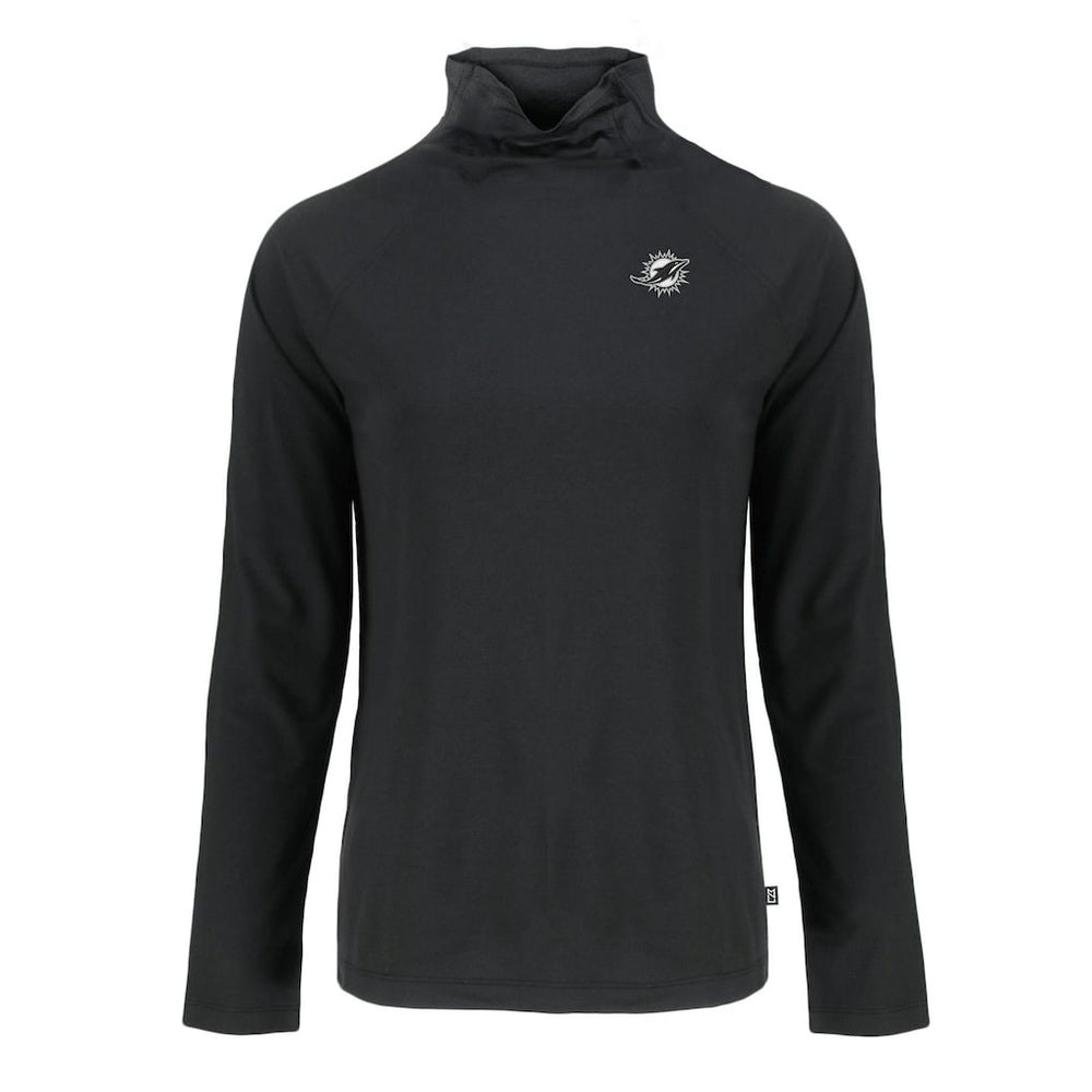 Miami Dolphins Cutter & Buck Women's Coastline Epic Comfort Eco Recycled Funnel Neck Pullover Sweatshirt Black | NFL