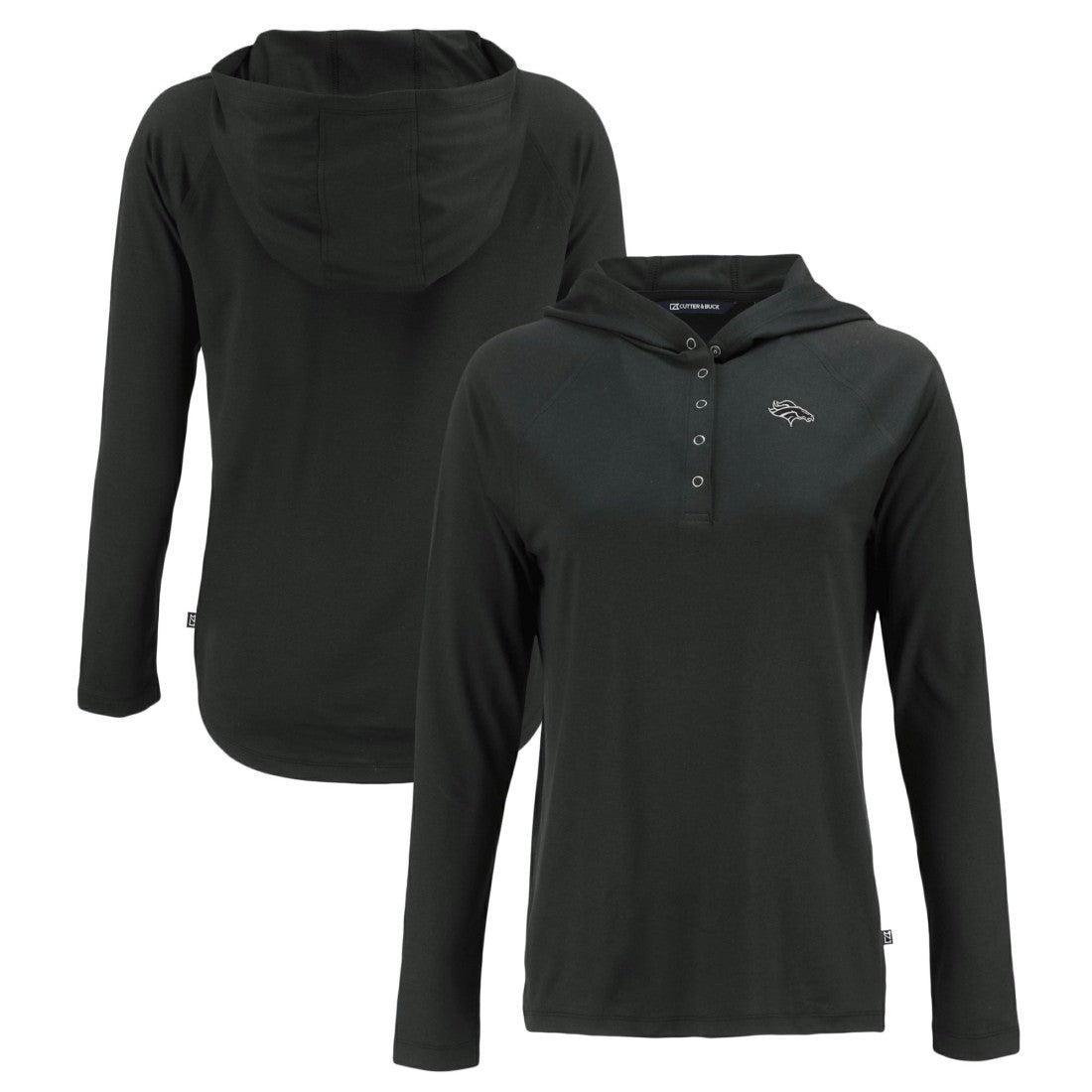 Denver Broncos Cutter & Buck Women's Coastline Epic Comfort Eco Recycled Long Sleeve Hoodie T-Shirt Black | NFL