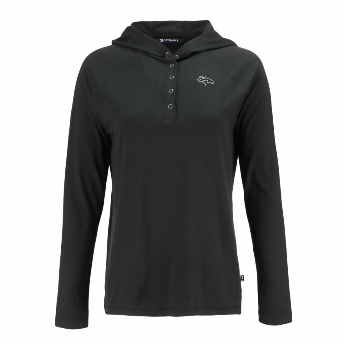 Denver Broncos Cutter & Buck Women's Coastline Epic Comfort Eco Recycled Long Sleeve Hoodie T-Shirt Black | NFL