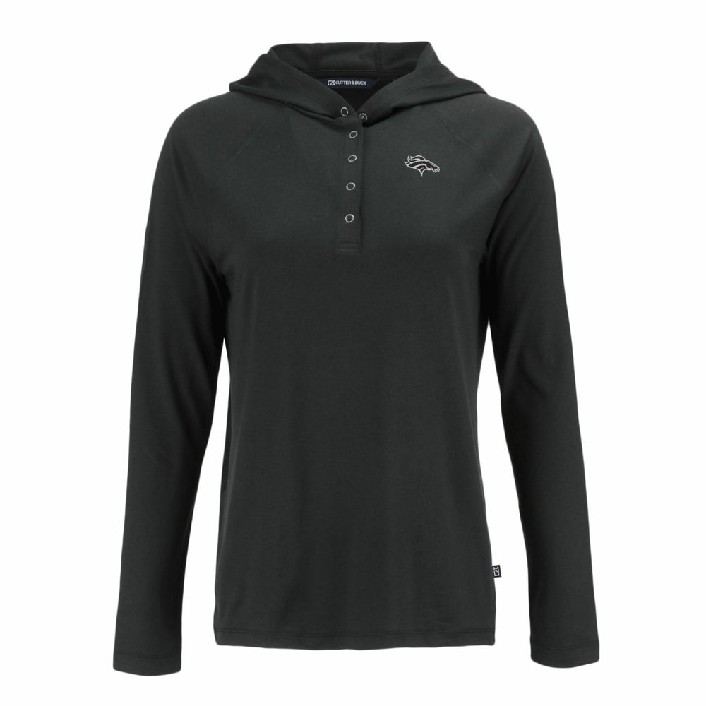 Denver Broncos Cutter & Buck Women's Coastline Epic Comfort Eco Recycled Long Sleeve Hoodie T-Shirt Black | NFL