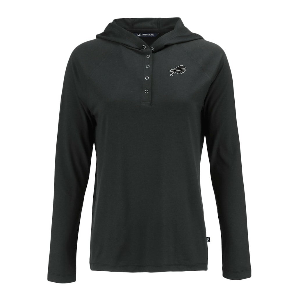 Buffalo Bills Cutter & Buck Women's Coastline Epic Comfort Eco Recycled Long Sleeve Hoodie T-Shirt Black | NFL