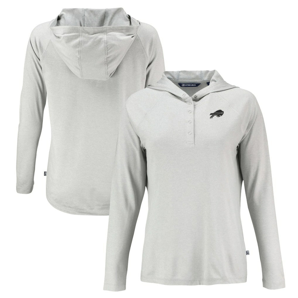 Buffalo Bills Cutter & Buck Women's Coastline Epic Comfort Eco Recycled Long Sleeve Hoodie T-Shirt Gray | NFL
