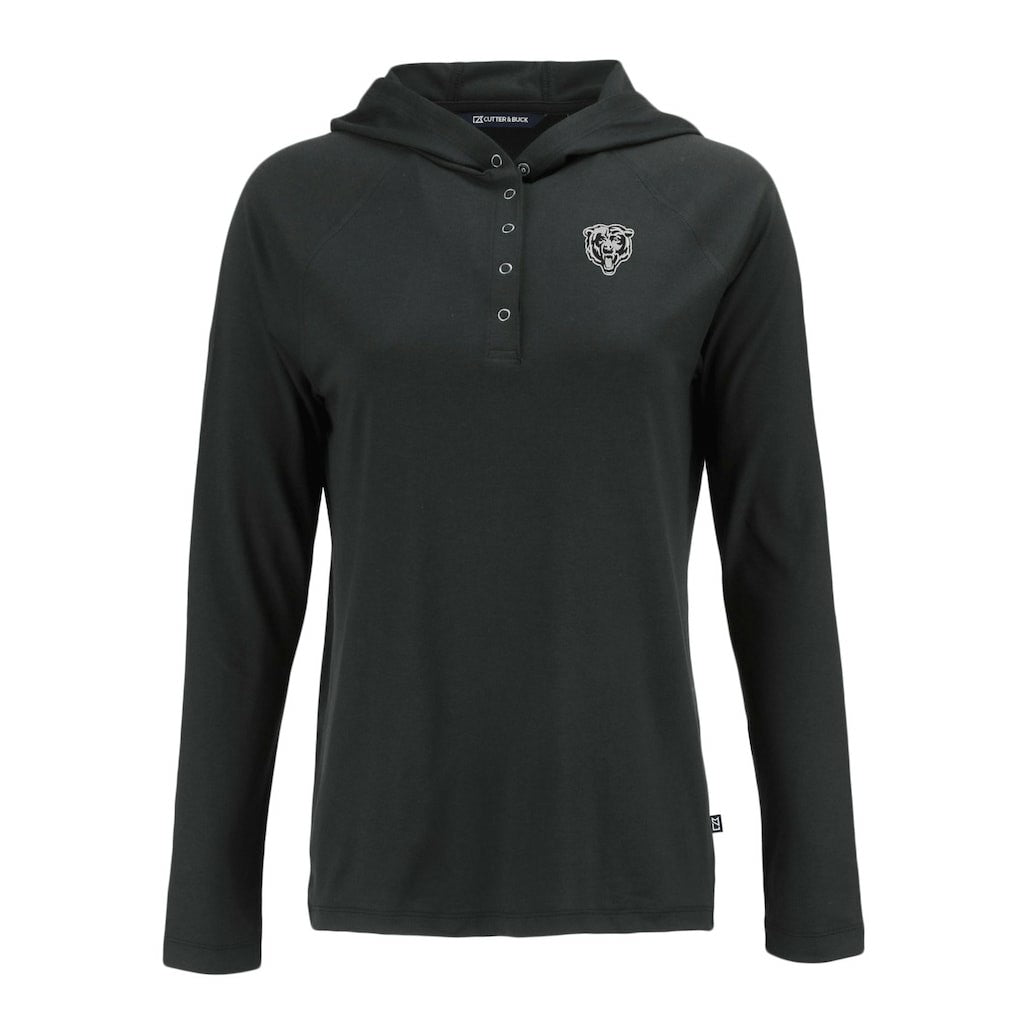 Chicago Bears Cutter & Buck Women's Coastline Epic Comfort Eco Recycled Long Sleeve Hoodie T-Shirt Black | NFL