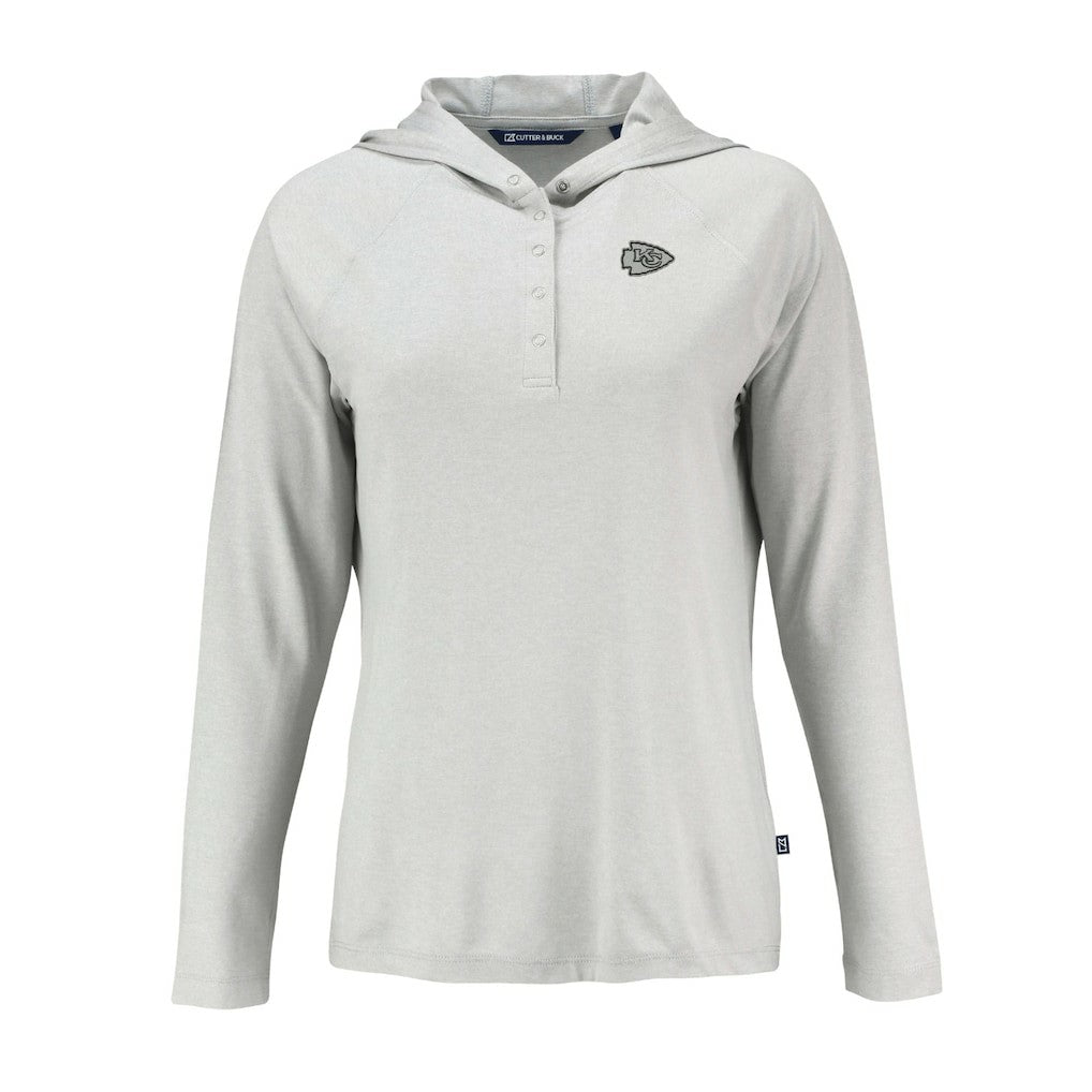 Kansas City Chiefs Cutter & Buck Women's Coastline Epic Comfort Eco Recycled Long Sleeve Hoodie T-Shirt Gray | NFL