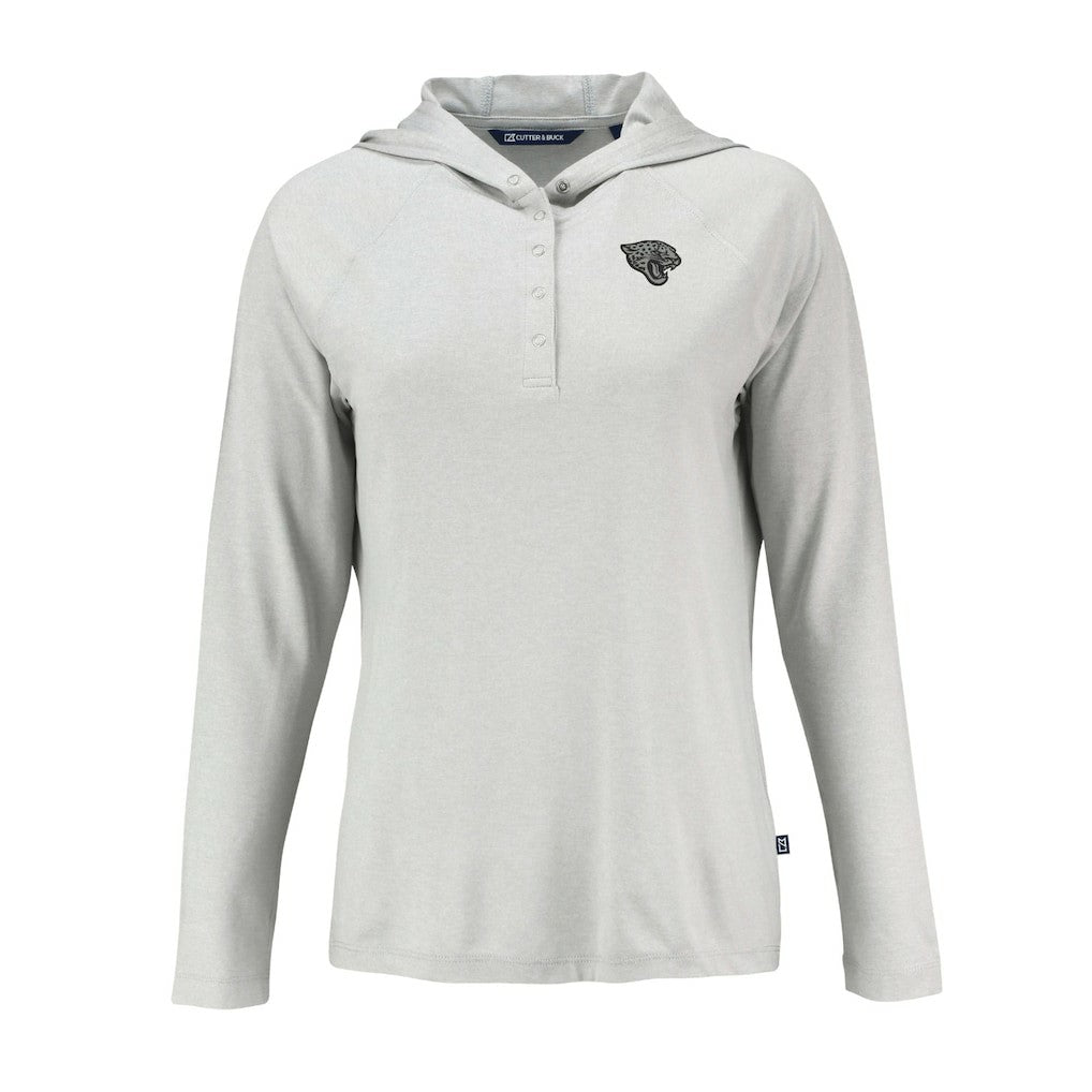 Jacksonville Jaguars Cutter & Buck Women's Coastline Epic Comfort Eco Recycled Long Sleeve Hoodie T-Shirt Gray | NFL