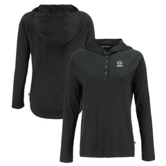 Green Bay Packers Cutter & Buck Women's Coastline Epic Comfort Eco Recycled Long Sleeve Hoodie T-Shirt Black | NFL