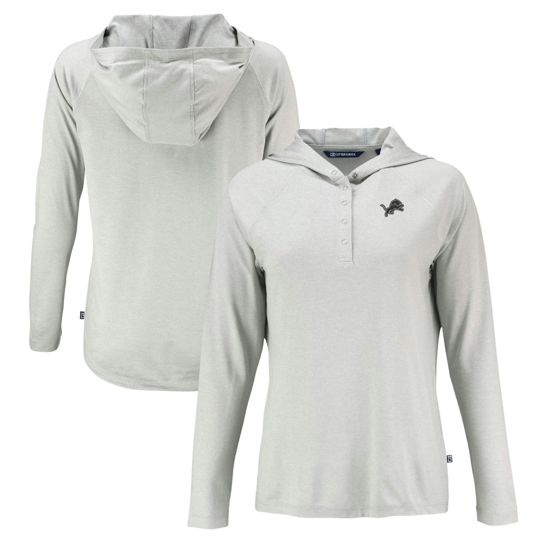 Detroit Lions Cutter & Buck Women's Coastline Epic Comfort Eco Recycled Long Sleeve Hoodie T-Shirt Gray | NFL