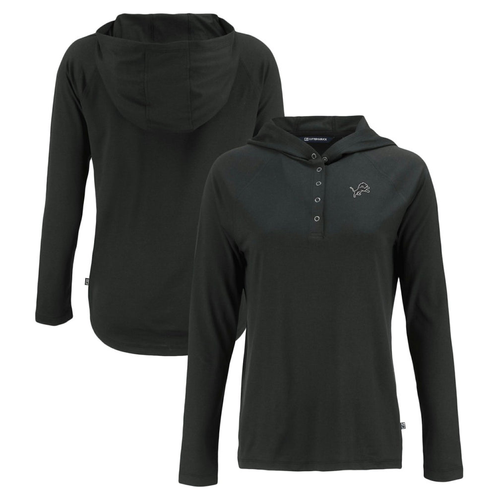 Detroit Lions Cutter & Buck Women's Coastline Epic Comfort Eco Recycled Long Sleeve Hoodie T-Shirt Black | NFL