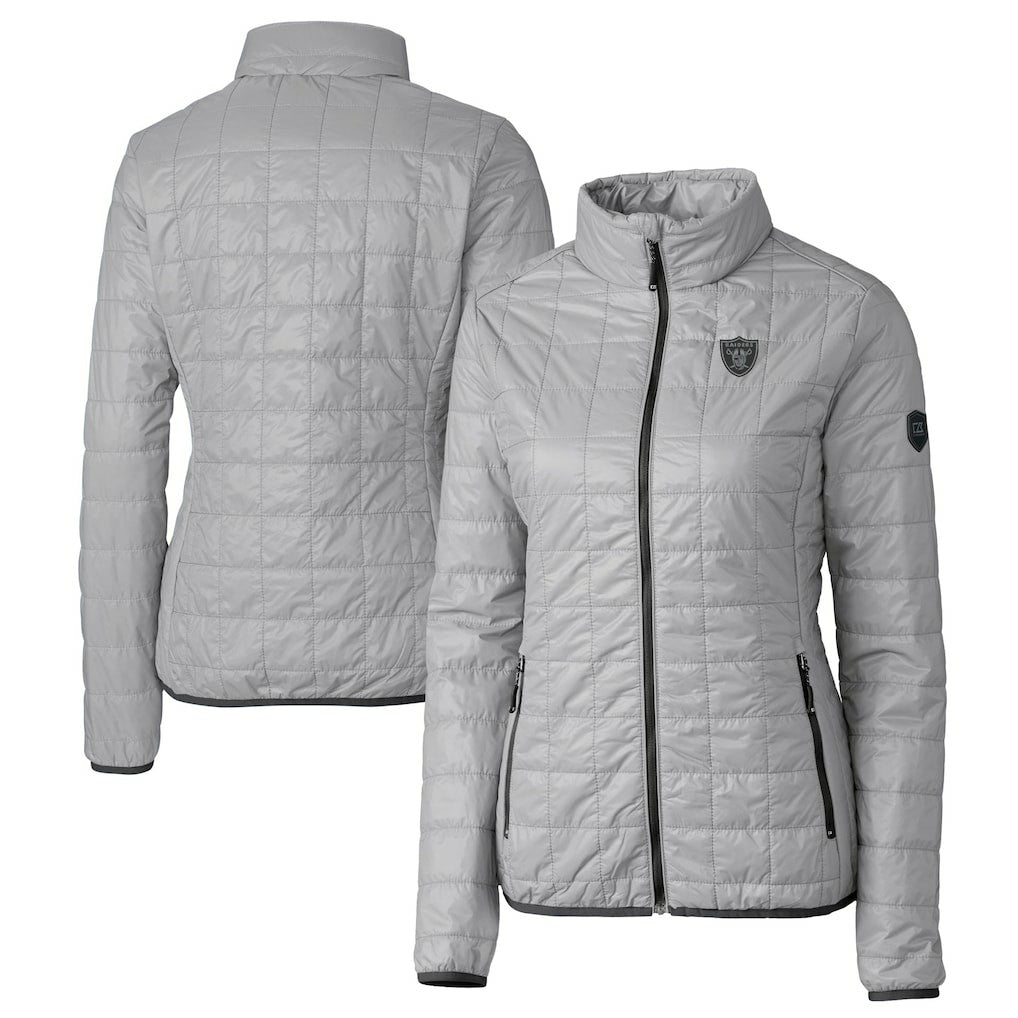 Las Vegas Raiders Cutter & Buck Women's Rainier PrimaLoft Eco Insulated Full-Zip Puffer Jacket Gray | NFL