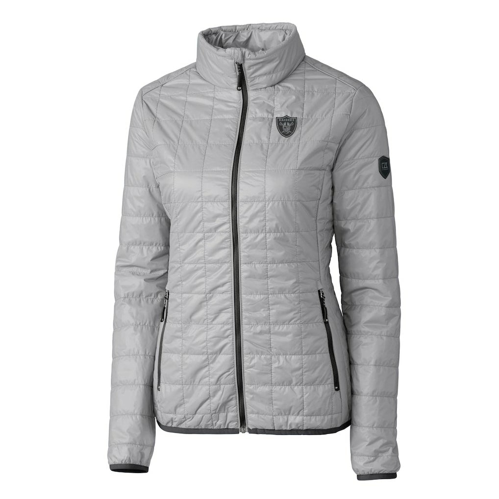Las Vegas Raiders Cutter & Buck Women's Rainier PrimaLoft Eco Insulated Full-Zip Puffer Jacket Gray | NFL