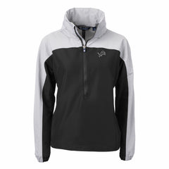 Detroit Lions Cutter & Buck Women's Charter Eco Recycled Half-Zip Hoodie Anorak Jacket Black/Gray | NFL