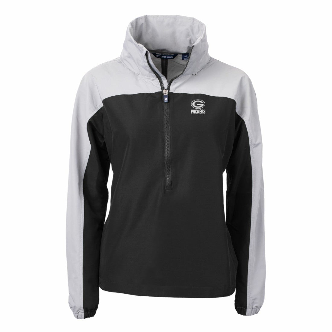 Green Bay Packers Cutter & Buck Women's Charter Eco Recycled Half-Zip Hoodie Anorak Jacket Black/Gray | NFL