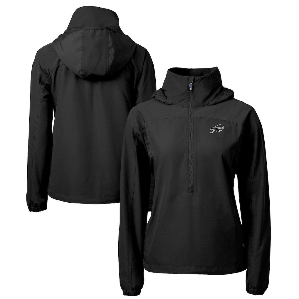 Buffalo Bills Cutter & Buck Women's Charter Eco Recycled Half-Zip Hoodie Anorak Jacket Black | NFL