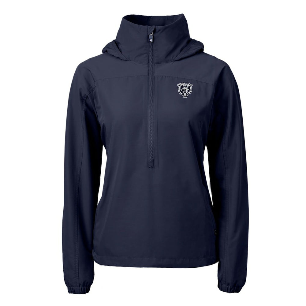Chicago Bears Cutter & Buck Women's Charter Eco Recycled Half-Zip Hoodie Anorak Jacket Navy | NFL