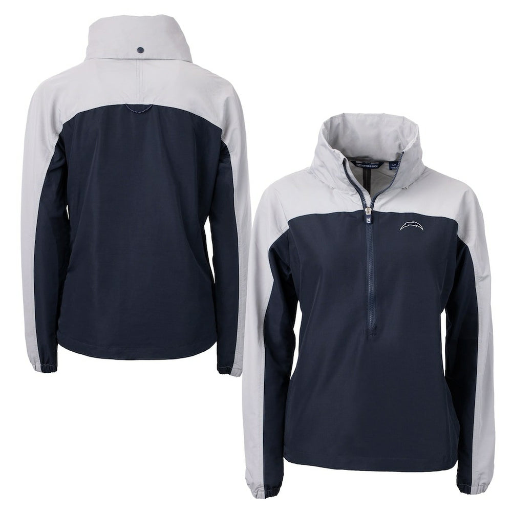 Los Angeles Chargers Cutter & Buck Women's Charter Eco Recycled Half-Zip Hoodie Anorak Jacket Navy/Gray | NFL