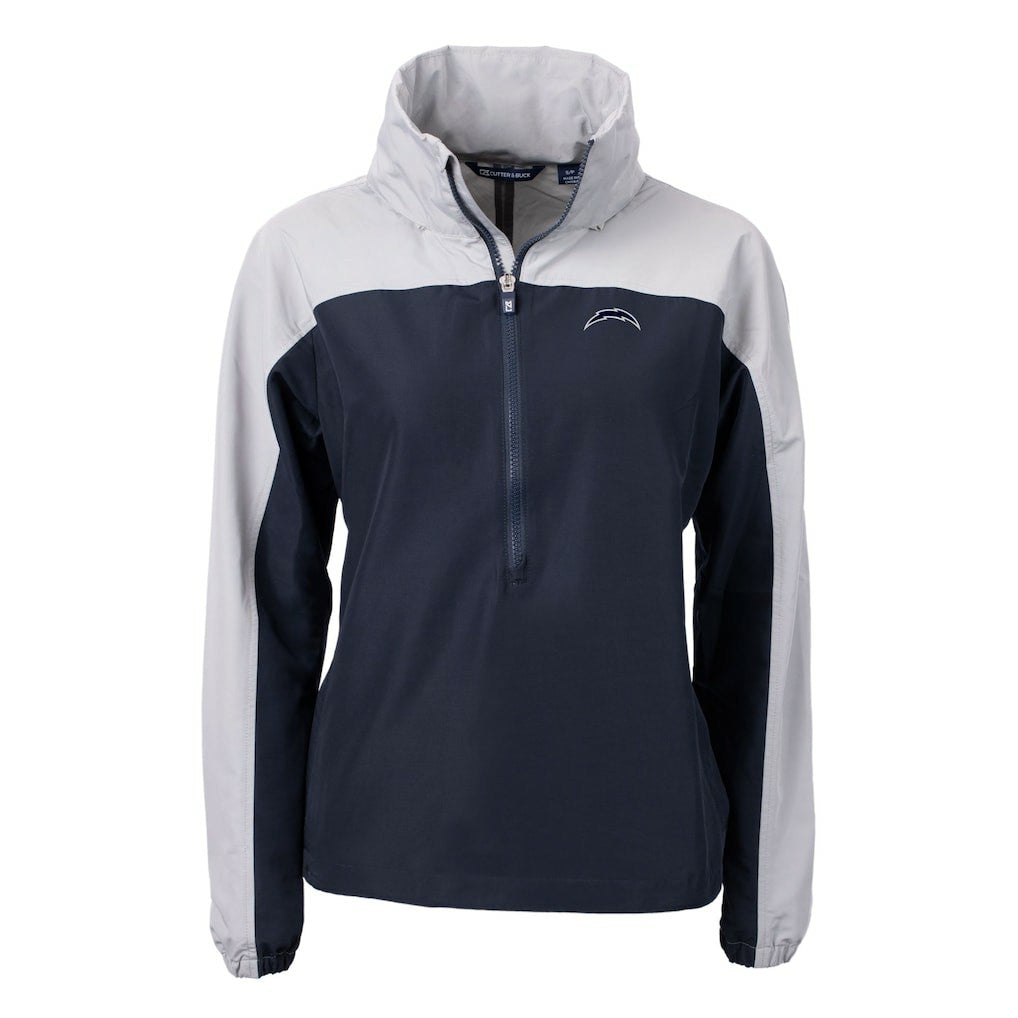 Los Angeles Chargers Cutter & Buck Women's Charter Eco Recycled Half-Zip Hoodie Anorak Jacket Navy/Gray | NFL